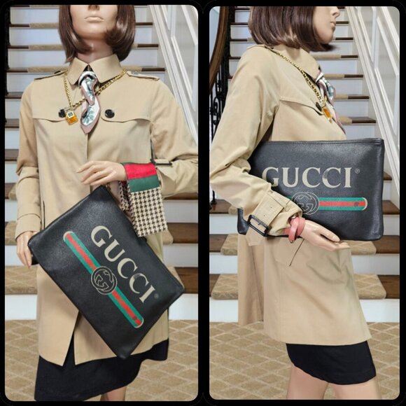 Gucci  Black Leather Portfolio Clutch - Picture 17 of 17